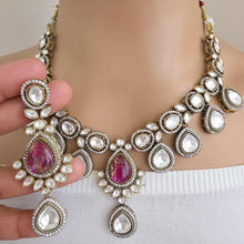 HotPink Victorian Moissanite polki kundan necklace/Sabyasachi Necklace/Kundan Jewelry/Indian wedding collection/Bridal Indian Pakistani