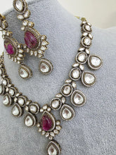 HotPink Victorian Moissanite polki kundan necklace/Sabyasachi Necklace/Kundan Jewelry/Indian wedding collection/Bridal Indian Pakistani
