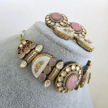 Pink Victorian Mother Of Pearl Statement Choker, Sabyasachi Inspired Choker, Designer necklace,Indian Pakistani Jewelry for Wedding