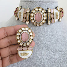 Pink Victorian Mother Of Pearl Statement Choker, Sabyasachi Inspired Choker, Designer necklace,Indian Pakistani Jewelry for Wedding