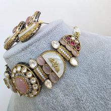 Pink Victorian Mother Of Pearl Statement Choker, Sabyasachi Inspired Choker, Designer necklace,Indian Pakistani Jewelry for Wedding
