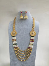 RubyGreen Long gold-plated mala Necklace/Pearl Kundan Long Necklace Indian Long Necklace/Indian Necklace/ Mala/Indian Wedding/Rani Haar