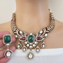 RubyGreen Doublet Moissanite polki CZ Necklace,Sabyasachi Necklace,Statement Necklace,Designer,India,Pakistani Jewelry,Wedding collection