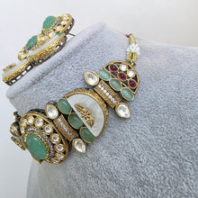 Mint Green Victorian Mother Of Pearl Statement Choker, Sabyasachi Inspired Choker, Designer necklace,Indian Pakistani Jewelry for Wedding