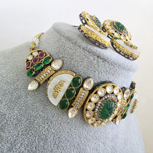 Green Victorian Mother Of Pearl Statement Choker, Sabyasachi Inspired Choker, Designer necklace,Indian Pakistani Jewelry for Wedding