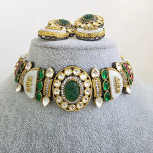 Green Victorian Mother Of Pearl Statement Choker, Sabyasachi Inspired Choker, Designer necklace,Indian Pakistani Jewelry for Wedding