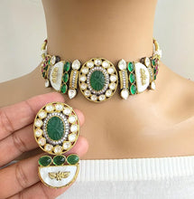 Green Victorian Mother Of Pearl Statement Choker, Sabyasachi Inspired Choker, Designer necklace,Indian Pakistani Jewelry for Wedding