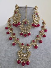 Ruby Antique Polki Kundan Pearl Necklace, bridal, Pakistani Jewelry, Indian Wedding Jewelry, Reverse AD Necklace set, Indian Necklace