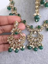 Green Antique Polki Kundan Pearl Necklace, bridal, Pakistani Jewelry, Indian Wedding Jewelry, Reverse AD Necklace set, Indian Necklace