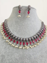Ruby Handcrafted Oxidized Necklace/Oxidized Indian Jewelry/Boho Jewelry Necklace/Afghan Choker/Afghani jewelry/gypsy necklace