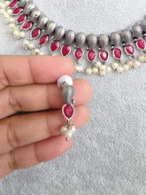 Ruby Handcrafted Oxidized Necklace/Oxidized Indian Jewelry/Boho Jewelry Necklace/Afghan Choker/Afghani jewelry/gypsy necklace