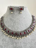 Ruby Handcrafted Oxidized Necklace/Oxidized Indian Jewelry/Boho Jewelry Necklace/Afghan Choker/Afghani jewelry/gypsy necklace