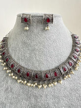 Ruby Handcrafted Oxidized Necklace/Oxidized Indian Jewelry/Boho Jewelry Necklace/Afghan Choker/Afghani jewelry/gypsy necklace