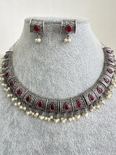 Ruby Handcrafted Oxidized Necklace/Oxidized Indian Jewelry/Boho Jewelry Necklace/Afghan Choker/Afghani jewelry/gypsy necklace