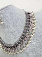 Pink Handcrafted Oxidized Necklace/Oxidized Indian Jewelry/Boho Jewelry Necklace/Afghan Choker/Afghani jewelry/gypsy necklace