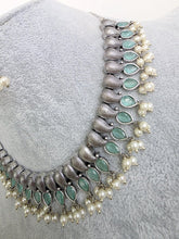 Mint Green Handcrafted Oxidized Necklace/Oxidized Indian Jewelry/Boho Jewelry Necklace/Afghan Choker/Afghani jewelry/gypsy necklace
