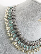 Mint Green Handcrafted Oxidized Necklace/Oxidized Indian Jewelry/Boho Jewelry Necklace/Afghan Choker/Afghani jewelry/gypsy necklace