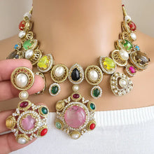 Navratan Sabyasachi Necklace, Statement Necklace, Semi Precious Necklace, Designer Necklace, Indian wedding,Pakistani Wedding jeweley