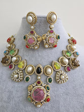 Navratan Sabyasachi Necklace, Statement Necklace, Semi Precious Necklace, Designer Necklace, Indian wedding,Pakistani Wedding jeweley