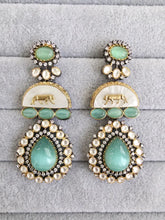 Mint Green Sabyasachi-inspired MOP Moissanite Kundan earrings, Victorian earrings,Designer earrings, statement earrings,Gift For her