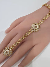 Gold Pearl Polki Hath Paan/Gold Bracelet/Haath phool/Hathh Panja/finger Hand bracelet/Bridal Jewelry/hand harness/Hand cuff Jewelry,