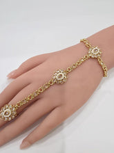 Gold Pearl Polki Hath Paan/Gold Bracelet/Haath phool/Hathh Panja/finger Hand bracelet/Bridal Jewelry/hand harness/Hand cuff Jewelry,