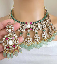 Green Bridal Victorian Moissanite Polki Kundan Necklace,Sabyasachi Necklace,Indian Bridal Jewelry,Bollywood Designer Necklace