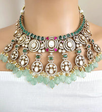 Green Bridal Victorian Moissanite Polki Kundan Necklace,Sabyasachi Necklace,Indian Bridal Jewelry,Bollywood Designer Necklace