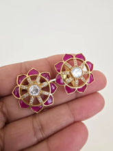 Ruby Moissanite Polki Antique Dull Gold Stud Earrings /Indian Jewelry /Statement Stud Earrings/Victorian Stud Earrings/Cz Studs/Diamond Stud
