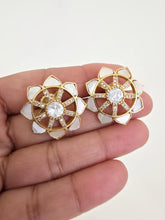 White Moissanite Polki Antique Dull Gold Stud Earrings /Indian Jewelry /Statement Stud Earrings/Victorian Stud Earring/Cz Studs/Diamond Stud