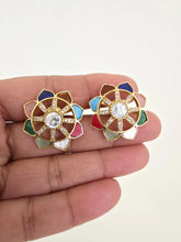 Multi Moissanite Polki Antique Dull Gold Stud Earrings /Indian Jewelry /Statement Stud Earrings/Victorian Stud Earring/Diamond Stud