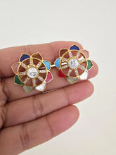 Multi Moissanite Polki Antique Dull Gold Stud Earrings /Indian Jewelry /Statement Stud Earrings/Victorian Stud Earring/Diamond Stud