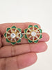 Green Moissanite Polki Antique Dull Gold Stud Earrings /Indian Jewelry /Statement Stud Earrings/Victorian Stud Earring/Cz Studs/Diamond Stud