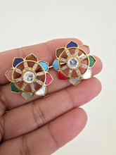 Multi Moissanite Polki Antique Dull Gold Stud Earrings /Indian Jewelry /Statement Stud Earrings/Victorian Stud Earring/Diamond Stud