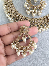 White Antique Polki Kundan Pearl Necklace, bridal, Pakistani Jewelry, Indian Wedding Jewelry