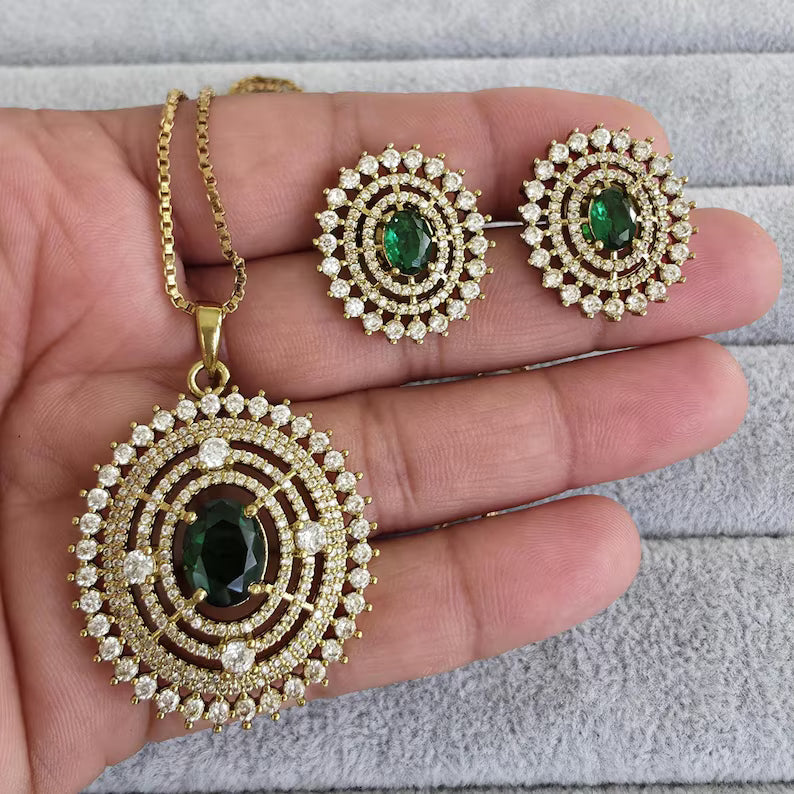5 colours Victorian Plated Cubic Zirconia Chain Pendant Set, Long Pendant Mala Necklace/American diamond Long necklace/Mala/Indian wedding
