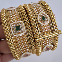 Ruby Green Polki gold bangles 2pcs, Rajwadi bangles, gold bangles, Indian Pakistani jewelry for wedding, Bridal Jewelry