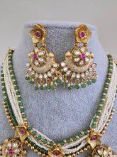 Ruby Green Traditional Polki Kundan green Meenakari handwork Bridal necklace /Indian wedding jewelry/Kundan Polki Temple Mid Length Necklace