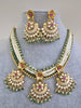 Ruby Green Traditional Polki Kundan green Meenakari handwork Bridal necklace /Indian wedding jewelry/Kundan Polki Temple Mid Length Necklace