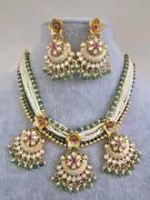 Ruby Green Traditional Polki Kundan green Meenakari handwork Bridal necklace /Indian wedding jewelry/Kundan Polki Temple Mid Length Necklace