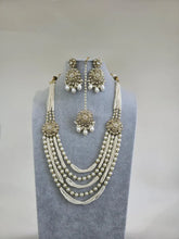 Pearl Kundan Long Necklace set/Gold pakistani maangtikka necklace/indian wedding Necklace/Long Kundan Adjustable length Necklace