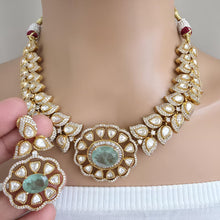 Mint Victorian Doublet Moissanite polki Cz diamond choker Necklace,Indian Bridal Jewelry,Bollywood Sabyasachi Designer necklace, Pakistani