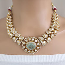 Mint Victorian Doublet Moissanite polki Cz diamond choker Necklace,Indian Bridal Jewelry,Bollywood Sabyasachi Designer necklace, Pakistani