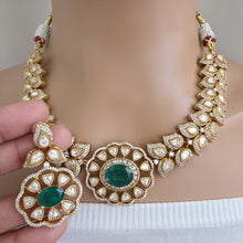 Green Victorian Doublet Moissanite polki Cz diamond choker Necklace,Indian Bridal Jewelry,Bollywood Sabyasachi Designer necklace, Pakistani