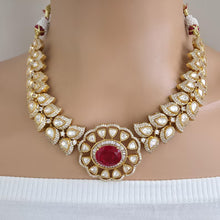Ruby Victorian Doublet Moissanite polki Cz diamond choker Necklace,Indian Bridal Jewelry,Bollywood Sabyasachi Designer necklace, Pakistani