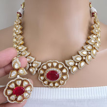 Ruby Victorian Doublet Moissanite polki Cz diamond choker Necklace,Indian Bridal Jewelry,Bollywood Sabyasachi Designer necklace, Pakistani