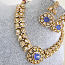 Blue Victorian Doublet Moissanite polki Cz diamond choker Necklace,Indian Bridal Jewelry,Bollywood Sabyasachi Designer necklace, Pakistani