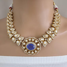 Blue Victorian Doublet Moissanite polki Cz diamond choker Necklace,Indian Bridal Jewelry,Bollywood Sabyasachi Designer necklace, Pakistani