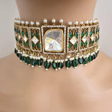 Green Victorian Moissanite polki Cz diamond choker Necklace,Indian Bridal Jewelry,Bollywood Sabyasachi Designer necklace, Pakistani Wedding