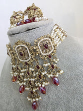 Maroon Red Polki Pearl Kundan Choker set/Statement Necklace Set/Indian Jewelry/Pakistani Jewelry set/Wedding necklace/Bridal necklace/Indian